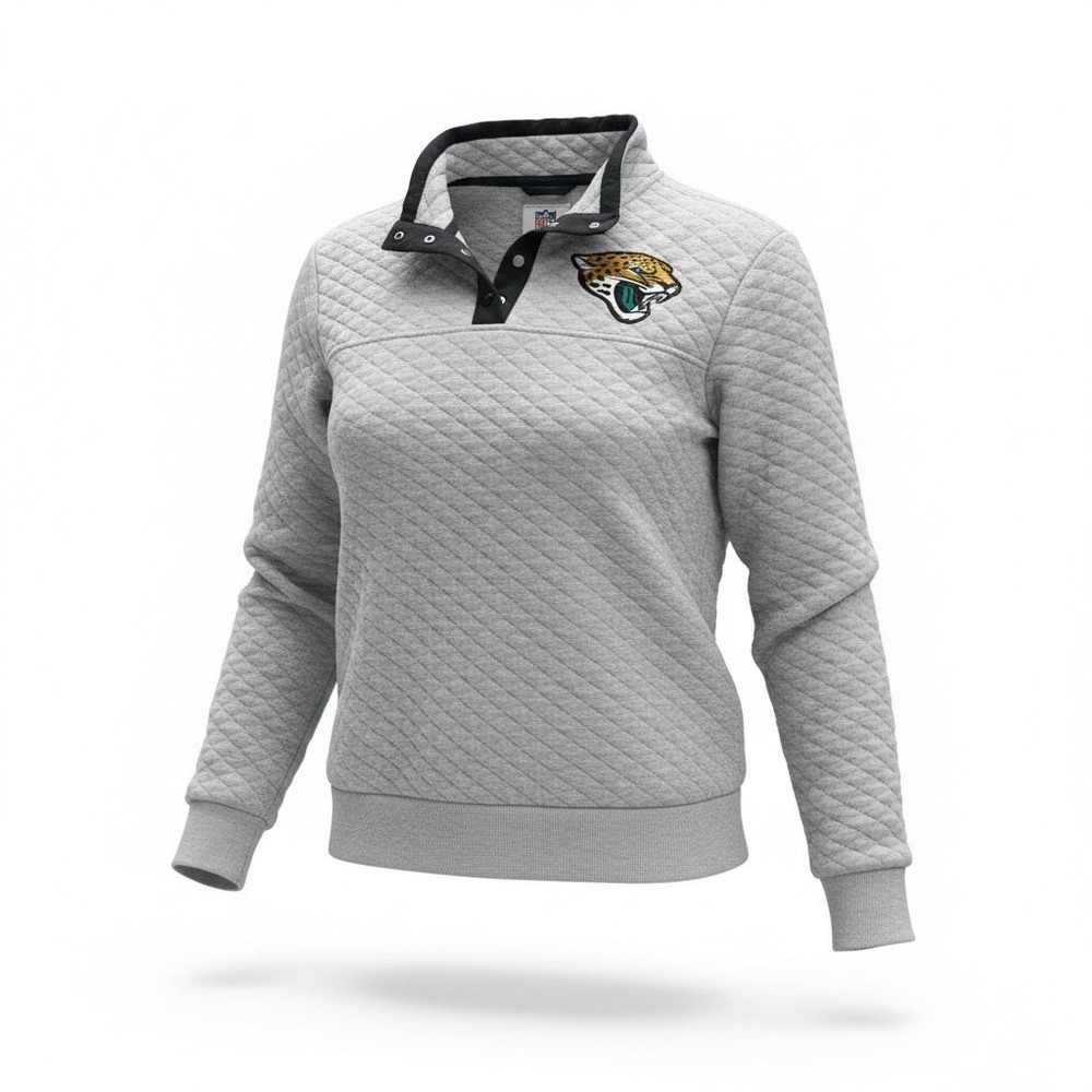 NFL‎ TEAM APPAREL Jaguars Sweatshirt Womens M Gray Quilted Snap Pullover